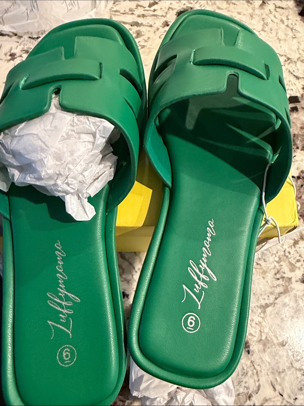 Green Women's Slip-On Slides - Size 6